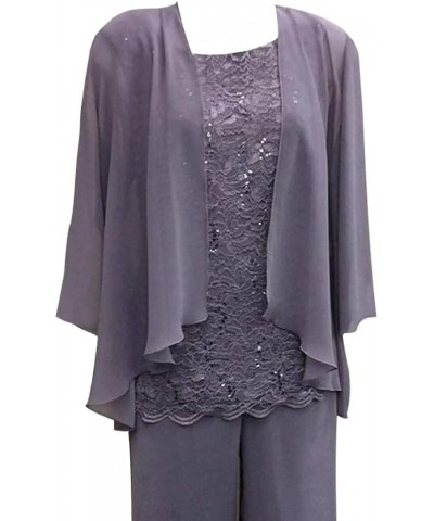 Plus Size Mother of The Bride Dresses with Jacket Formal Pants Suilt for Laces Evening Gown Lavender $43.44 Dresses