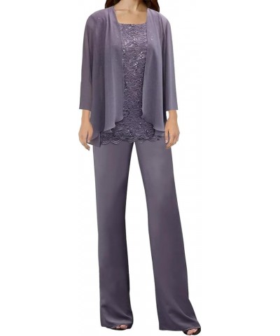 Plus Size Mother of The Bride Dresses with Jacket Formal Pants Suilt for Laces Evening Gown Lavender $43.44 Dresses