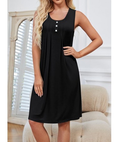 Women's Floral Nightgowns Sleeveless Sleepwear Pleated Buttons Sleep Dress Scoopneck Nightwear Loungewear Black $12.99 Sleep ...
