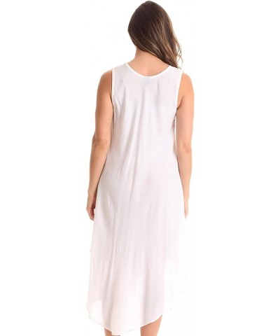 Tie Dye Summer Dress with Floral Hand Painted Design White - Blue Flower $12.50 Dresses