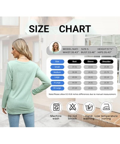 Women Long Sleeve Tops Shirts Tunic Causal Fall Round Neck Fashion Basic Tee Green $8.32 T-Shirts