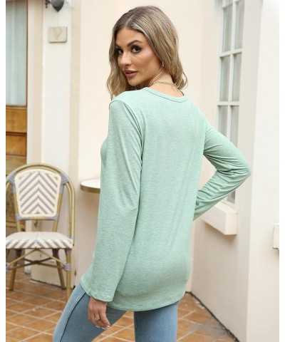 Women Long Sleeve Tops Shirts Tunic Causal Fall Round Neck Fashion Basic Tee Green $8.32 T-Shirts