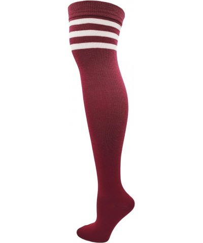 6 Pairs Over The Knee High Socks for Women, Thigh High Long Stockings Stretchy Soft Referee Retro Bulk Pack Assorted Striped ...