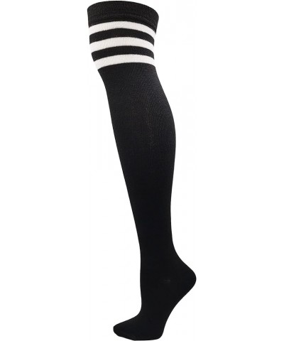 6 Pairs Over The Knee High Socks for Women, Thigh High Long Stockings Stretchy Soft Referee Retro Bulk Pack Assorted Striped ...
