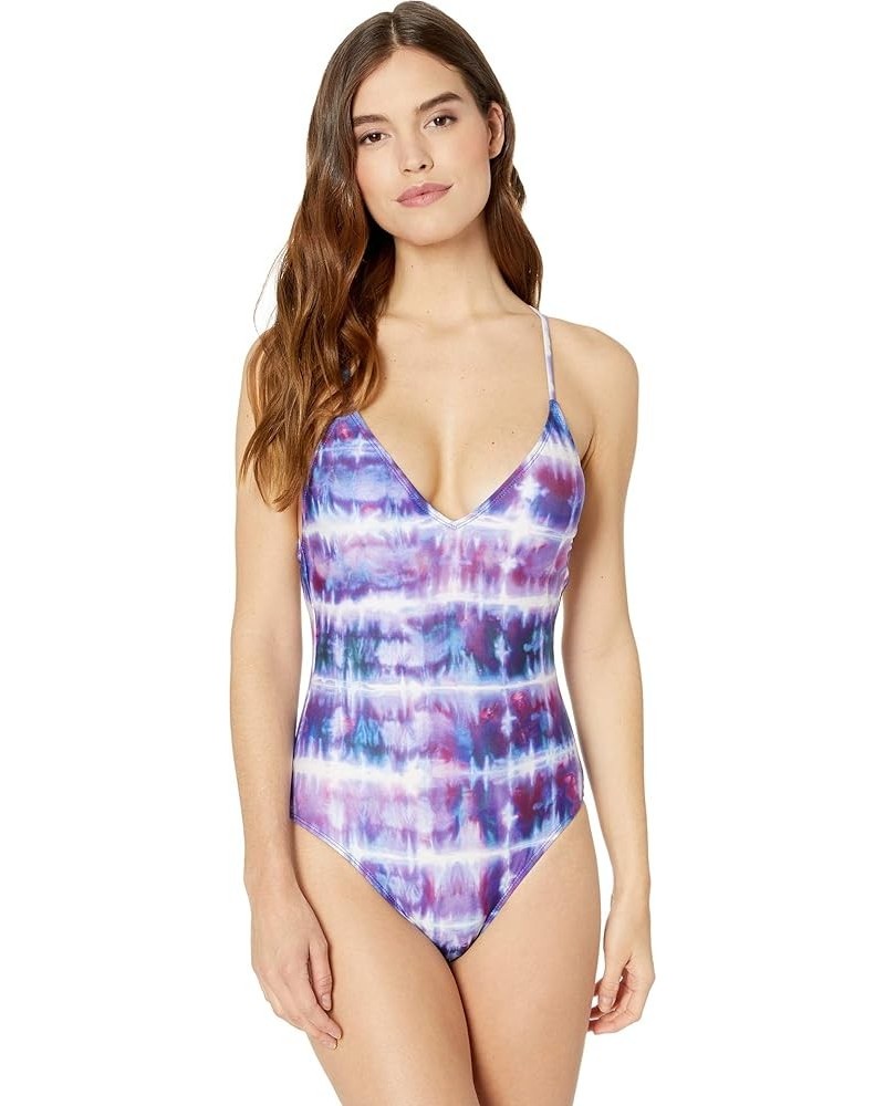 Women's Tie Back One Piece Swimsuit Color Chaser Blue $37.95 Swimsuits