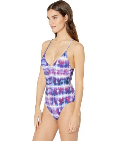 Women's Tie Back One Piece Swimsuit Color Chaser Blue $37.95 Swimsuits