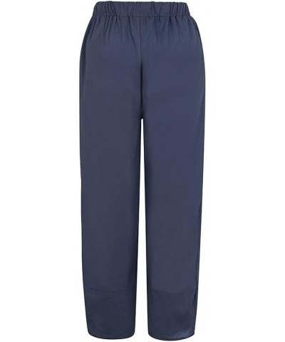 Capri Pants for Women Casual Palazzo Lounge Pants Summer Cropped Cotton Linen Comfy Wide Leg Trousers with Pockets Navy $8.79...
