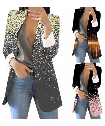 Women's Lightweight Blazer Jackets Casual Lapel Long Sleeve Blazer Suits for Work Boyfriend Blazers for Women X11 gold $12.38...