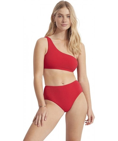 Women's One Shoulder Bandeau Bikini Top Swimsuit Sea Dive Chilli Red $8.40 Swimsuits