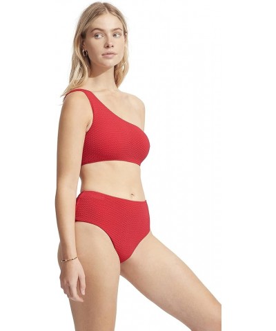 Women's One Shoulder Bandeau Bikini Top Swimsuit Sea Dive Chilli Red $8.40 Swimsuits