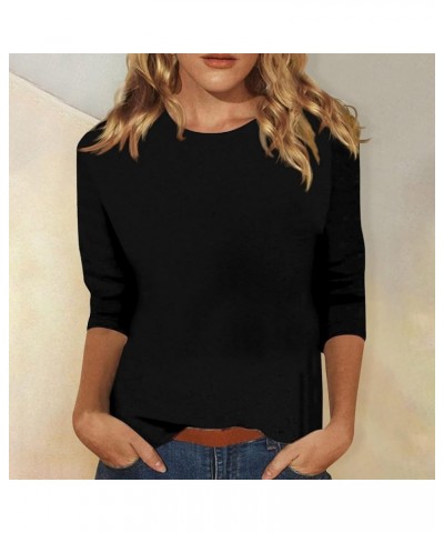 St Patricks Day Shirt Women 3/4 Length Sleeve Loose Crewneck T Shirts Casual Holiday Graphic Tees Ladies Blouses Trendy 33-bl...
