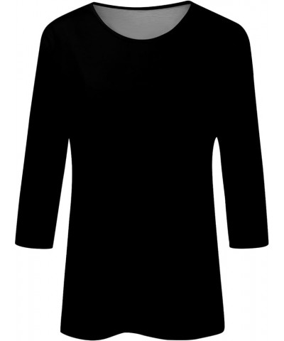 St Patricks Day Shirt Women 3/4 Length Sleeve Loose Crewneck T Shirts Casual Holiday Graphic Tees Ladies Blouses Trendy 33-bl...