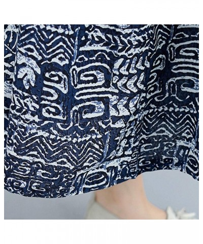 Women Loose Cotton Linen Dress Print Boho Swing House Dress with Pockets 15 $20.27 Dresses