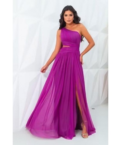 One Shoulder Bridesmaid Dresses for Women Long Chiffon Formal Evening Dress with Slit Olive $23.32 Dresses