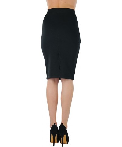 Women's Solid Color Flirty Back Slit Professional Formal Pencil Skirt Black $10.80 Skirts