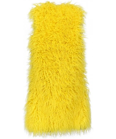 Women's Winter Overcoat Sleeveless Fluffy Faux Fur Vest Coat Long Jacket Yellow $39.90 Coats