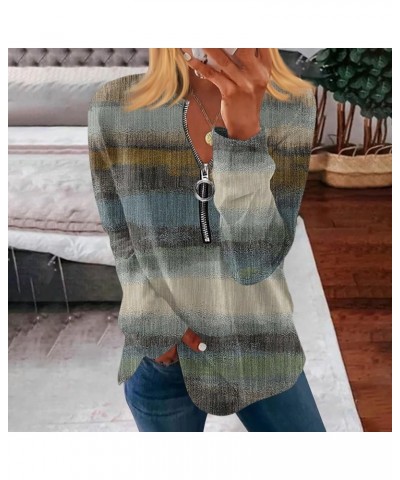Half Zip Sweatshirt Women Casual Pullover Blouse Loose Fit Long Sleeve Tops Printed Trendy Athletic Shirt Sweatshirts 3-army ...
