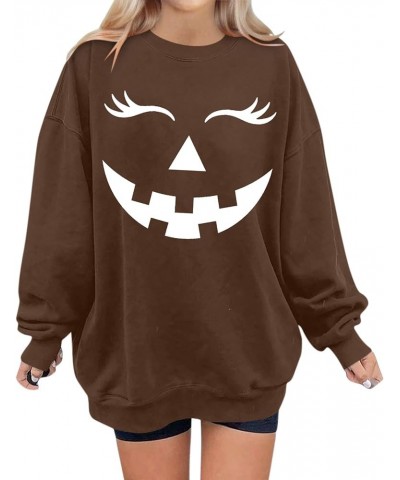 Halloween Shirts for Women Crewneck Sweatshirts Long Sleeve Graphic Hoodies Trendy Plus Size Cute Tops Fall Clothes B-brown $...