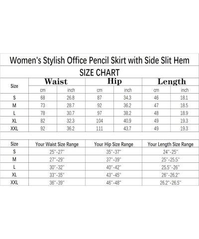 Women's Elastic Waist Knee-Length Bodycon Pencil Skirt - Flattering Office Attire Back Slits Black $13.24 Skirts