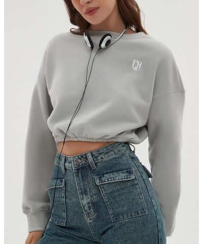 Women Oversized Cropped Sweatshirt Fleece Crewneck Pullover Long Sleeve Crop Tops Fall Winter Oufits Clothes Cool Grey $11.75...
