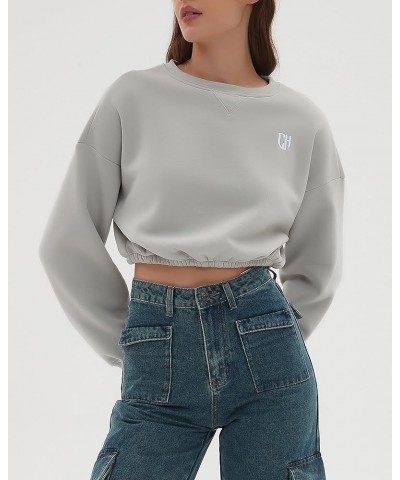 Women Oversized Cropped Sweatshirt Fleece Crewneck Pullover Long Sleeve Crop Tops Fall Winter Oufits Clothes Cool Grey $11.75...