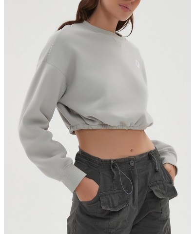 Women Oversized Cropped Sweatshirt Fleece Crewneck Pullover Long Sleeve Crop Tops Fall Winter Oufits Clothes Cool Grey $11.75...