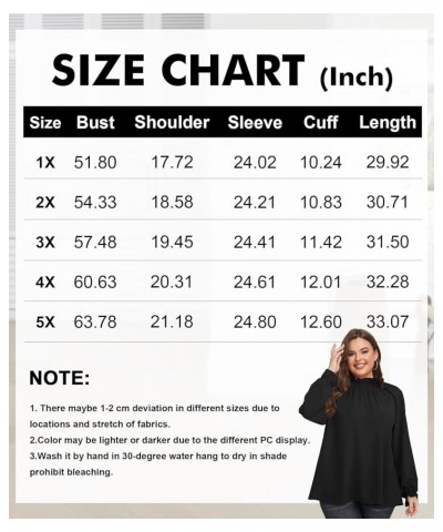 Plus Size Puff Long Sleeve Tops for Women Casual Frill Mock Neck Ruffled Blouse Loose Fit Tunic Shirts 1X-5X Black6 $15.36 Bl...