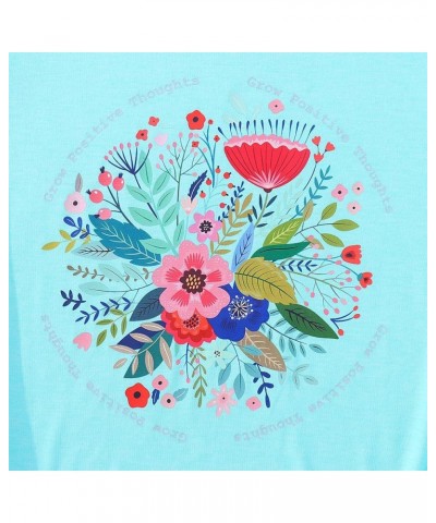Women's Flower Graphic Summer T Shirt Loose Floral Printed Blouse Tops Round Neck Girls Short Sleeve Casual Tees Sky Blue-b $...