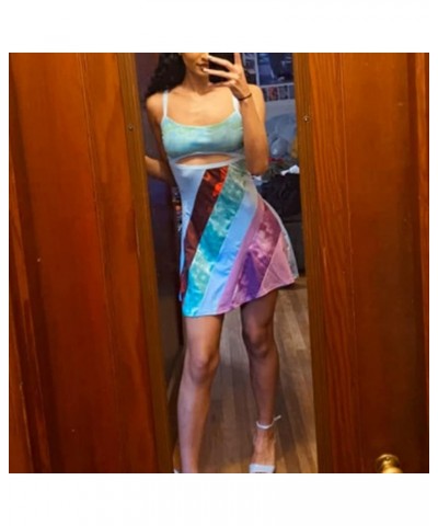 Women's Y2K Spaghetti Strap Mini Dress Lace Going Out Dresses Low Cut Backless Bodycon Dress Party Clubwear A-multicolor $8.8...