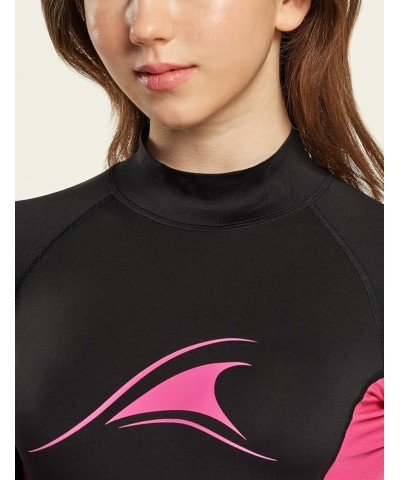 Women's UPF 50+ Rash Guard Long Sleeve, UV/Sun Protection Swim Shirts, Water Beach Surf Swim Top Big Wave Black & Magenta $16...