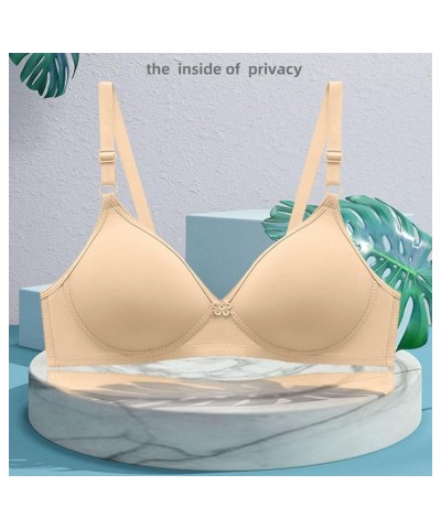 Womens Sports Bras Plus Size Comfortable Bras (2PC) Wire Free Underwear Bra Lightly Bra, Full-Coverage Stretch Bra Beige-2 $4...