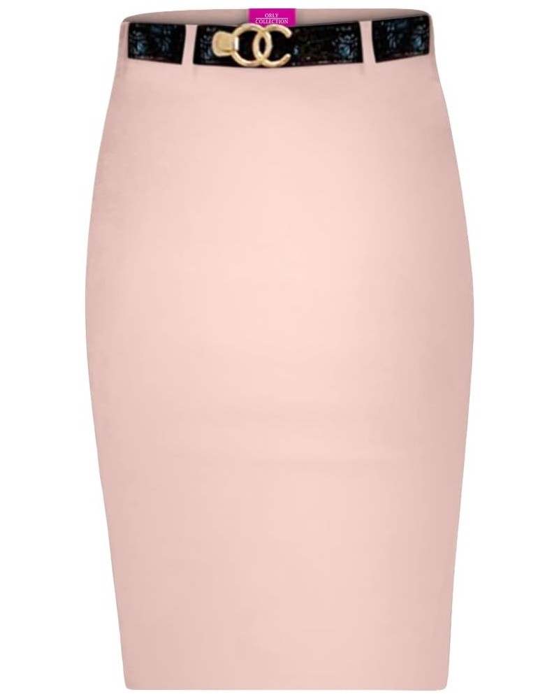 Stretchy Pull on Pencil Skirt for Women with Pockets and Belt Stone $13.20 Skirts
