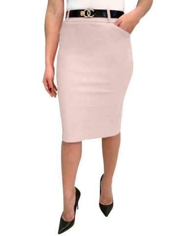Stretchy Pull on Pencil Skirt for Women with Pockets and Belt Stone $13.20 Skirts