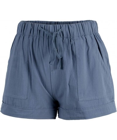 Women's Casual Loose Summer Beach Shorts Comfy High Waist Loungwear Athletic Shorts with Pockets A-blue $13.50 Shorts