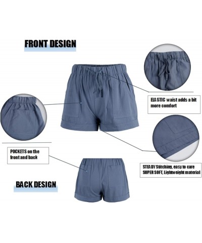 Women's Casual Loose Summer Beach Shorts Comfy High Waist Loungwear Athletic Shorts with Pockets A-blue $13.50 Shorts