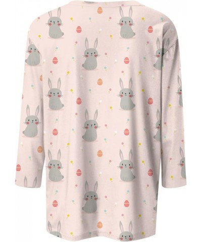 Womens Fashion Round-Neck 3/4 Sleeve Lightweight Casual Trendy Print Going Out Tops for Women Cute Graphic Tees Ra-light Pink...