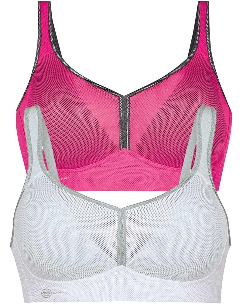 Women's Wire Free Padded Sports Bra 5544 (Pack of 2) Pink-anthracite/White $70.60 Lingerie