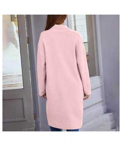 Women's Wool Coat Cardigan Sweaters Long Casual Lapel Pea Coats Fall Classic Open Front Elegant Dressy Trench Coat B-pink $18...