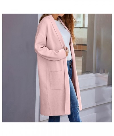 Women's Wool Coat Cardigan Sweaters Long Casual Lapel Pea Coats Fall Classic Open Front Elegant Dressy Trench Coat B-pink $18...