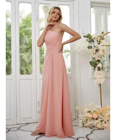 One Shoulder Bridesmaid Dresses with Slit Pleated Formal Dress for Women YMS336 Steel Blue $25.85 Dresses