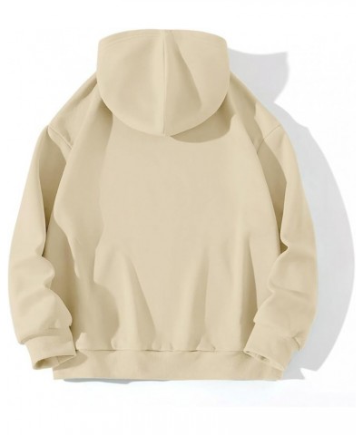 Women KOZY Letter Printed Pullover Hoodie Long Sleeved Solid Color Coat Blouse Casual Loose Top 2024 Fashion Beige $8.79 Hood...