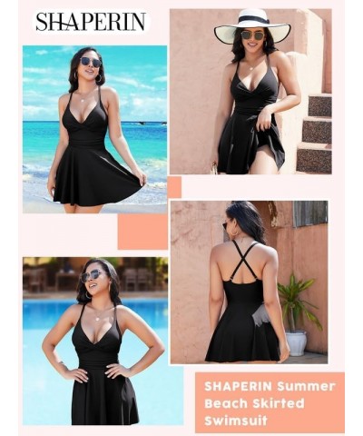 Women One Piece Skirted Swimsuit Tummy Control Bathing Suits Swimdress Swim Dress Monokini Swimwear Black $33.27 Swimsuits