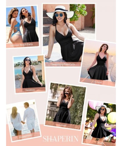 Women One Piece Skirted Swimsuit Tummy Control Bathing Suits Swimdress Swim Dress Monokini Swimwear Black $33.27 Swimsuits