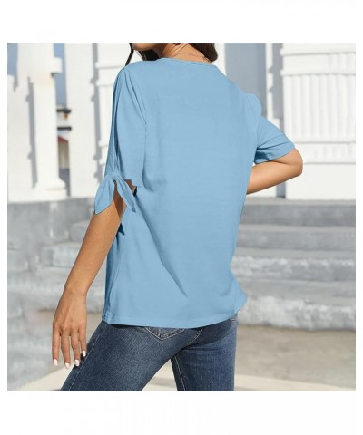 Women's T Shirt Tee Solid Color Daily Going Out Short Sleeve Fashion V Neck Elegant Regular Fit Summer Tops 07light Blue $10....