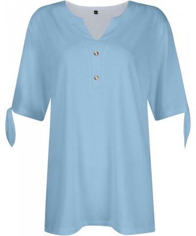 Women's T Shirt Tee Solid Color Daily Going Out Short Sleeve Fashion V Neck Elegant Regular Fit Summer Tops 07light Blue $10....