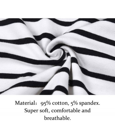 Women's Striped Fitted T-Shirts Sweetheart Neck Long Sleeve Shirts Fall Going Out Tops Black White Striped $6.35 T-Shirts