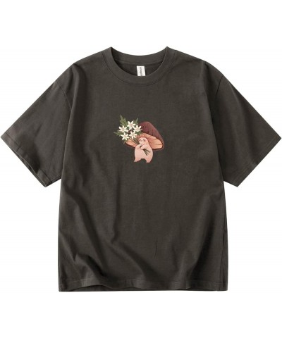 Women Cute Mushroom Oversized T Shirt Kawaii Graphic Cottagecore Tee Cotton Crewneck Short Sleeve Tops Teens Chocolate $9.34 ...