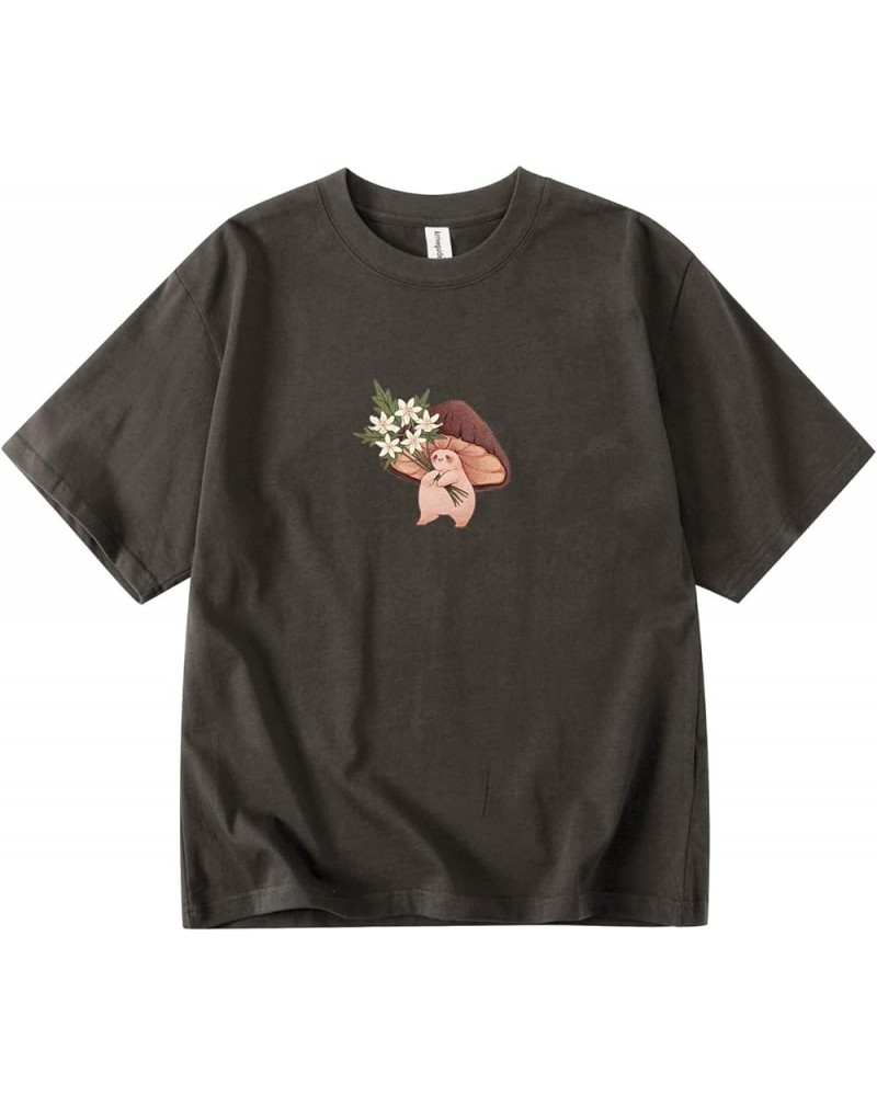 Women Cute Mushroom Oversized T Shirt Kawaii Graphic Cottagecore Tee Cotton Crewneck Short Sleeve Tops Teens Chocolate $9.34 ...