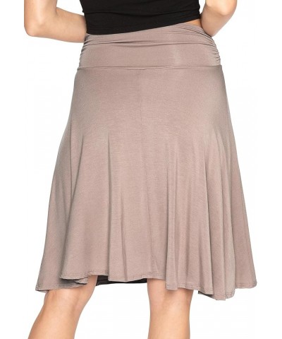 Women's and Plus Size Knee Length Ruched Waist Flowy Skirt Mocha $11.96 Skirts