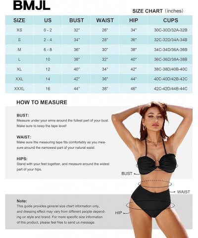 Womens High Waisted Bikini Sets Sexy Tie Knot Halter Two Piece Swimsuit Tummy Control Floral Print 2 Piece Swimsuit Black $13...